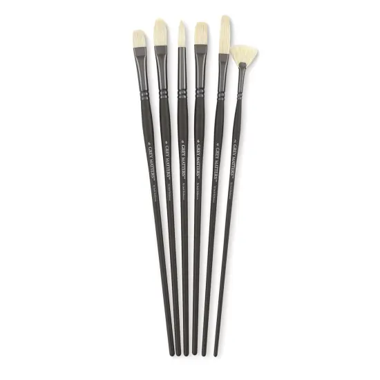 Richeson Grey Matters Brush Set - Bristle Oil Brushes, Long Handle, Set of 6 {1}
