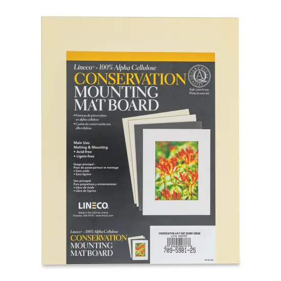 Lineco Conservation Matboard - Cream, 4 ply, Pkg of 25, 8" x 10" {1}