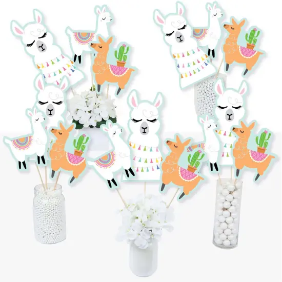 Big Dot of Happiness Whole Llama Fun - Llama Fiesta Baby Shower or Birthday Party Centerpiece Sticks - Table Toppers - Set of 15 {3}