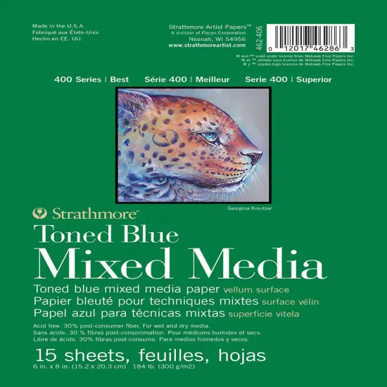 Strathmore 400 Series Mixed Media Pad - Tone Blue 6"X8"-15 Sheets {1}