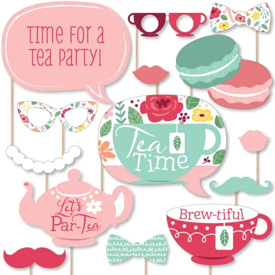 Big Dot of Happiness Floral Let's Par-Tea - Garden Tea Party Photo Booth Props Kit - 20 Count {1}