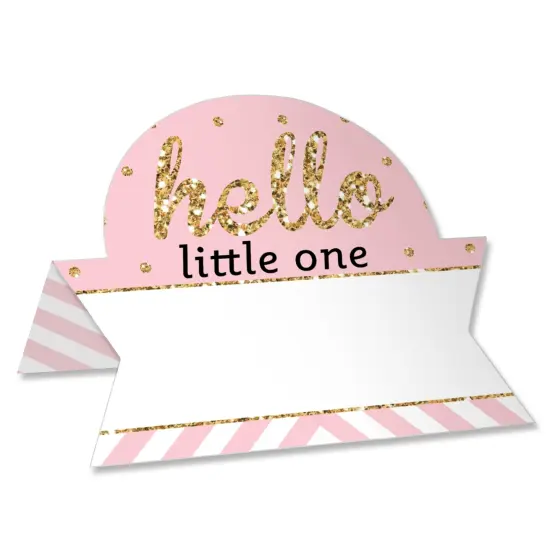 Big Dot of Happiness Hello Little One - Pink and Gold - Girl Baby Shower Tent Buffet Card - Table Setting Name Place Cards - Set of 24 {1}