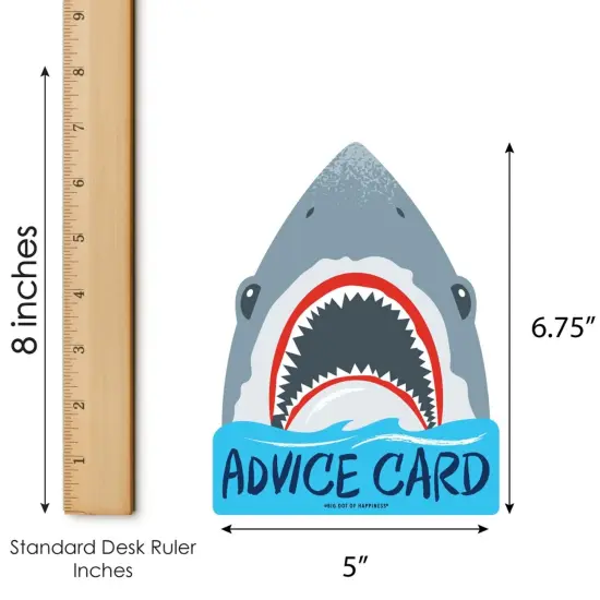 Big Dot of Happiness Shark Zone - Wish Card Jawsome Shark Baby Shower Activities - Shaped Advice Cards Game - Set of 20 {6}