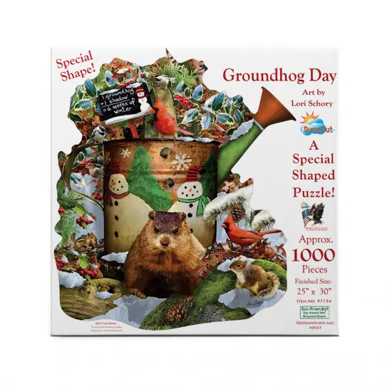 Sunsout Groundhog Day 1000 pc Special Shape Groundhog Day Jigsaw Puzzle 97194 {4}