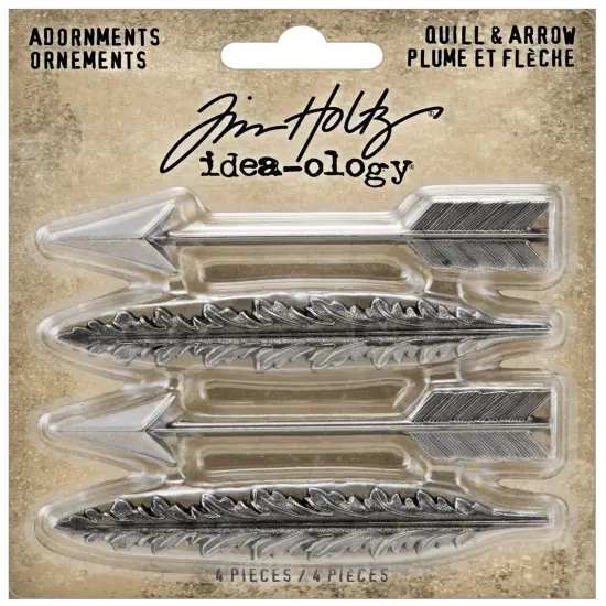 Idea-Ology Metal Adornments 4/Pkg-Quill & Arrow {1}