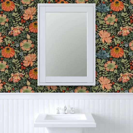 Peel & Stick Wallpaper 2FT Wide Maximalist Floral Art Nouveau Large Scale Flowers Flower Garden Victorian Inspired Custom Removable Wallpaper by Spoonflower {6}