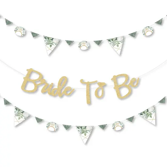 Big Dot of Happiness Boho Botanical Bride - Bridal Shower & Wedding Party - 36 Banner Cutouts & No-Mess Real Gold Glitter Bride-To-Be Banner Letters {1}