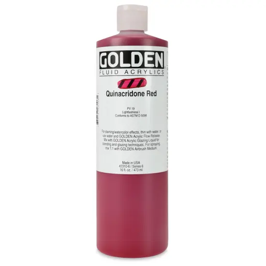Golden Fluid Acrylics - Quinacridone Red, 16 oz bottle {1}