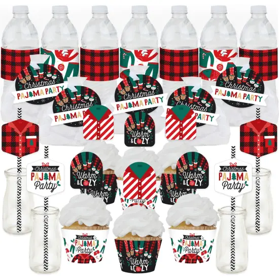 Big Dot of Happiness Christmas Pajamas - Holiday Plaid PJ Party Favors and Cupcake Kit - Fabulous Favor Party Pack - 100 Pieces {1}