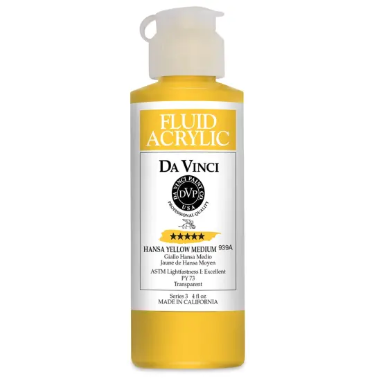 Da Vinci Fluid Acrylics - Hansa Yellow Medium, 4 oz bottle {1}