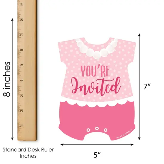 Big Dot of Happiness It's a Girl - Shaped Fill-in Invitations - Pink Baby Shower Invitation Cards with Envelopes - Set of 12 {7}