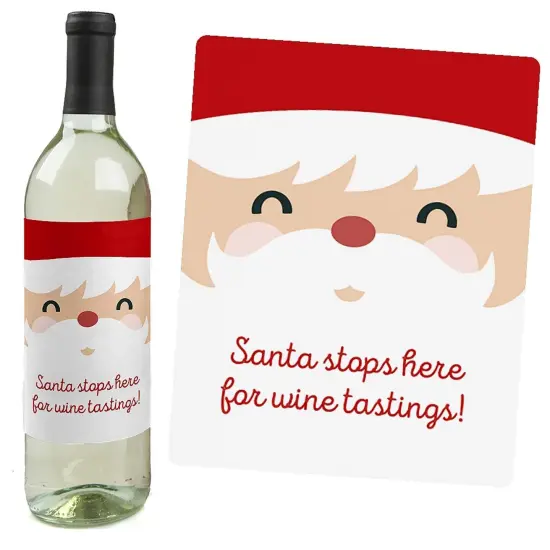 Big Dot of Happiness Funny Jolly Santa Claus - Christmas Party Decorations for Women and Men - Wine Bottle Label Stickers - Set of 4 {6}