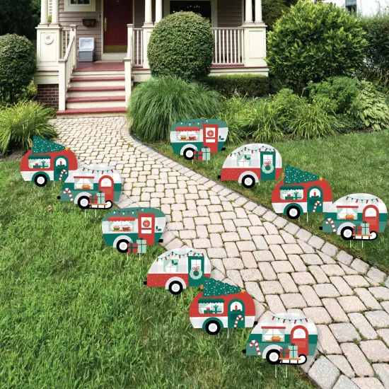 Big Dot of Happiness Camper Christmas - Lawn Decorations - Outdoor Red and Green Holiday Party Yard Decorations - 10 Piece {1}