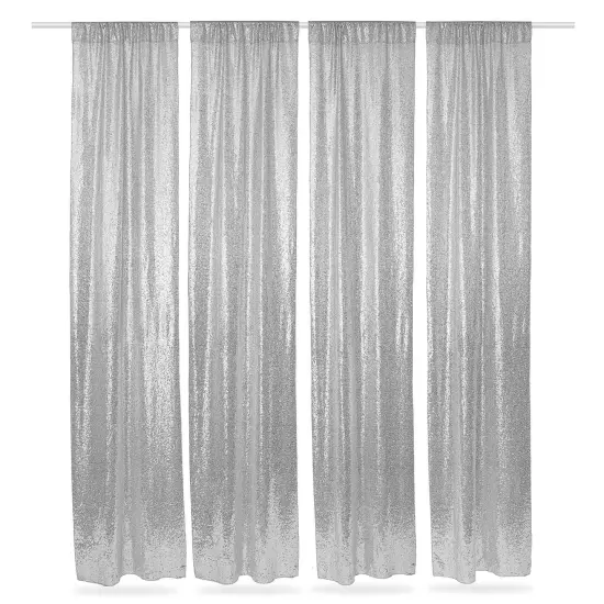 Lann's Linens (Set of 4) Sequin Photography Backdrop Curtains - 2ft x 8ft Tall Glitter Background&nbsp;Panels for Wedding, Party or Photo Booth {1}
