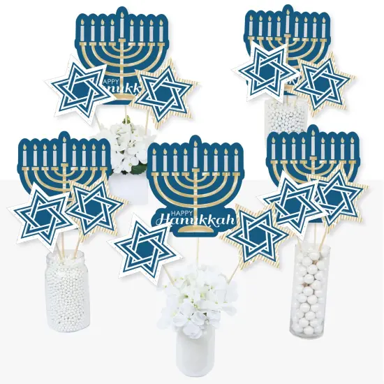 Big Dot of Happiness Happy Hanukkah - Chanukah Party Centerpiece Sticks - Table Toppers - Set of 15 {3}