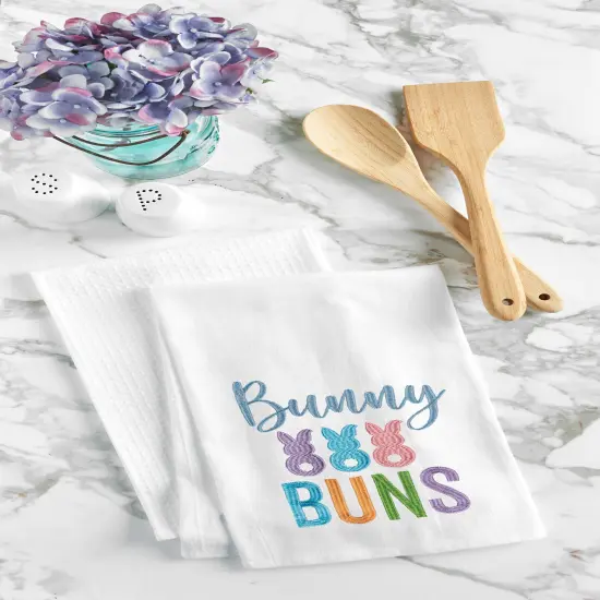 "Bunny Buns" Easter Rabbit Spring Theme Kitchen Dishtowel {3}