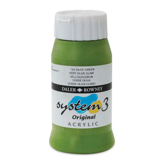 Daler-Rowney System3 Acrylic - Pale Olive Green, 500 ml bottle {1}