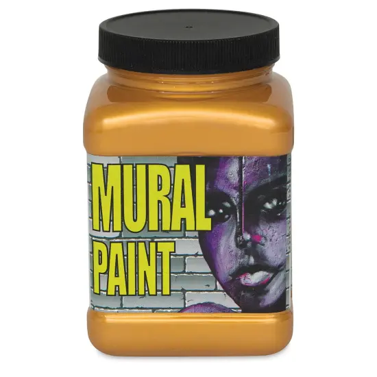 Chroma Acrylic Mural Paint - Glam Rock (Gold), 16 oz jar {2}
