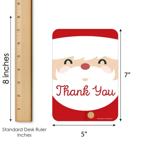 Big Dot of Happiness Jolly Santa Claus - Shaped Thank You Cards - Christmas Party Shaped Thank You Cards with Envelopes - Set of 12 {7}