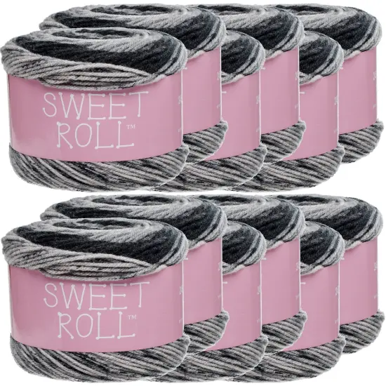 Multipack of 12 - Premier Yarns Sweet Roll Yarn-Black Pepper Swirl {1}