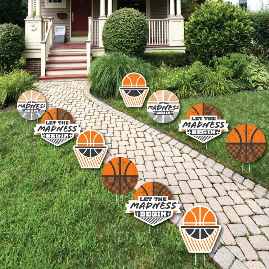Big Dot of Happiness Basketball - Let The Madness Begin - Lawn Decorations - Outdoor College Basketball Party Yard Decorations - 10 Piece {1}