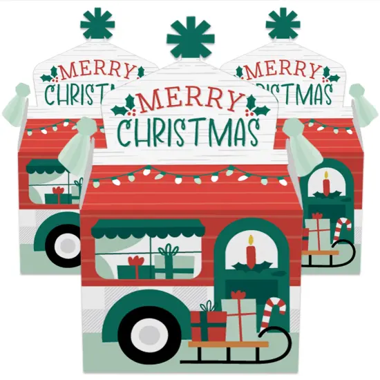 Big Dot of Happiness Camper Christmas - Treat Box Party Favors - Red and Green Holiday Party Goodie Gable Boxes - Set of 12 {3}