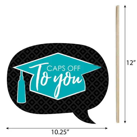 Big Dot of Happiness Funny Teal Graduation Party Photo Booth Props Kit - 10 Piece {4}