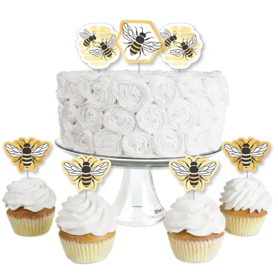 Big Dot of Happiness Little Bumblebee - Dessert Cupcake Toppers - Bee Baby Shower or Birthday Party Clear Treat Picks - Set of 24 {1}