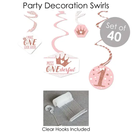 Big Dot of Happiness 1st Birthday Little Miss Onederful - Girl First Birthday Party Supplies - Banner Decoration Kit - Fundle Bundle {6}