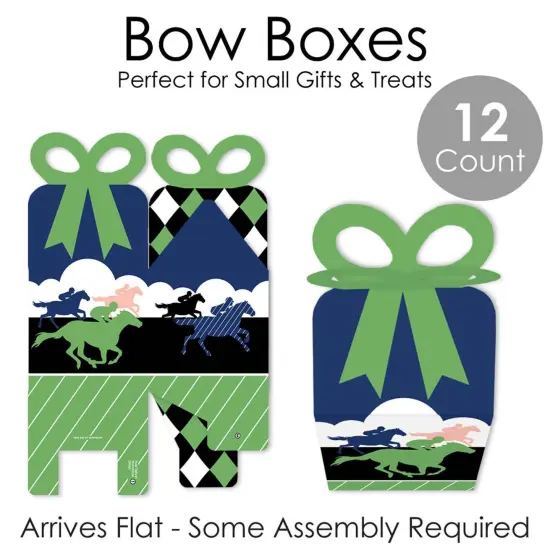 Big Dot of Happiness Kentucky Horse Derby - Square Favor Gift Boxes - Horse Race Party Bow Boxes - Set of 12 {7}