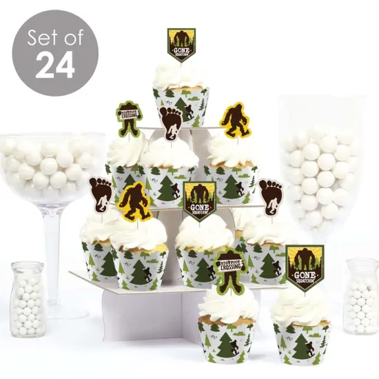 Big Dot of Happiness Sasquatch Crossing - Cupcake Decoration - Bigfoot Party or Birthday Party Cupcake Wrappers and Treat Picks Kit - Set of 24 {3}