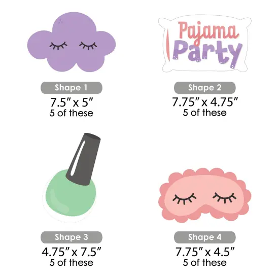 Big Dot of Happiness Pajama Slumber Party - Pillow, Mask, Cloud, & Nail Polish Bottle Decorations DIY Girls Sleepover Birthday Party Essentials 20 Ct {7}