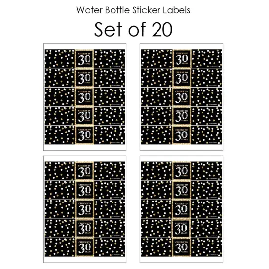Big Dot of Happiness Adult 30th Birthday - Gold - Birthday Party Water Bottle Sticker Labels - Set of 20 {4}