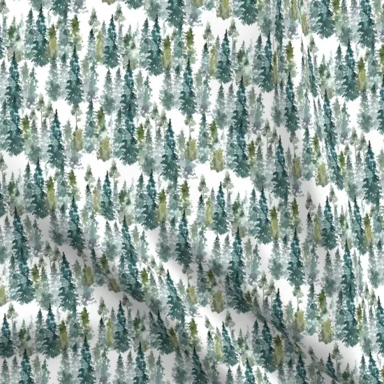 Various Fabrics by the Yard or Fat Quarter Woodland Pine Trees White Winter Christmas Snowy Watercolor Green Holiday Forest Custom Printed Fabric by Spoonflower {5}