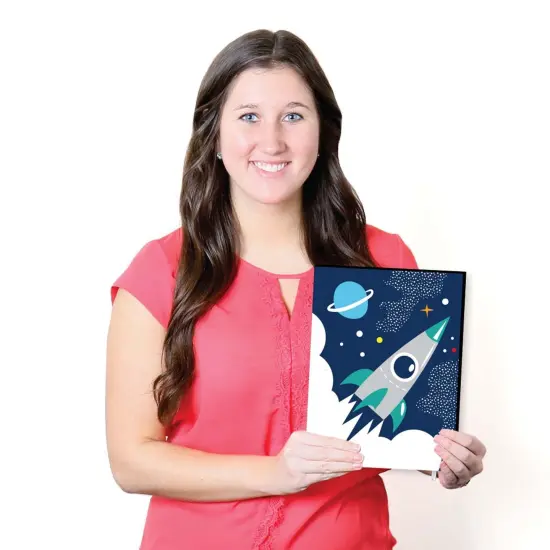 Big Dot of Happiness Blast Off to Outer Space - Rocket Ship Nursery Wall Art & Kids Room Decorations - Gift Ideas - 7.5 x 10 inches - Set of 3 Prints {7}