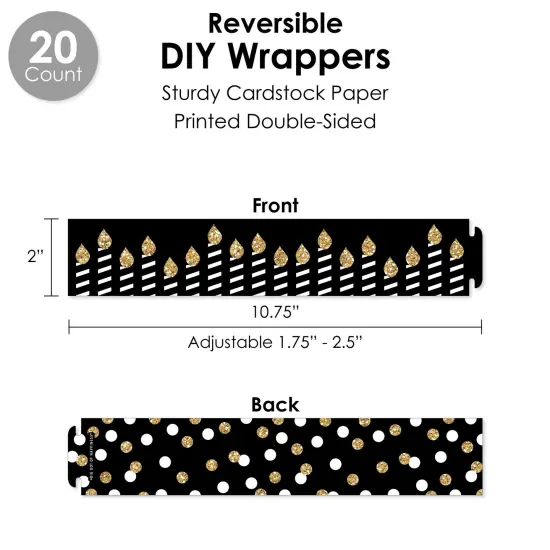 Big Dot of Happiness Adult Happy Birthday - Gold - Birthday Party Favors and Cupcake Kit - Fabulous Favor Party Pack - 100 Pieces {4}