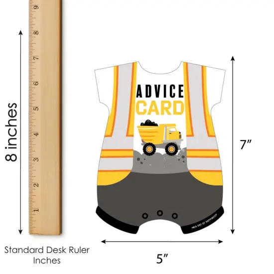 Big Dot of Happiness Dig It - Construction Party Zone - Baby Bodysuit Wish Card Baby Shower Activities - Shaped Advice Cards Game - Set of 20 {6}