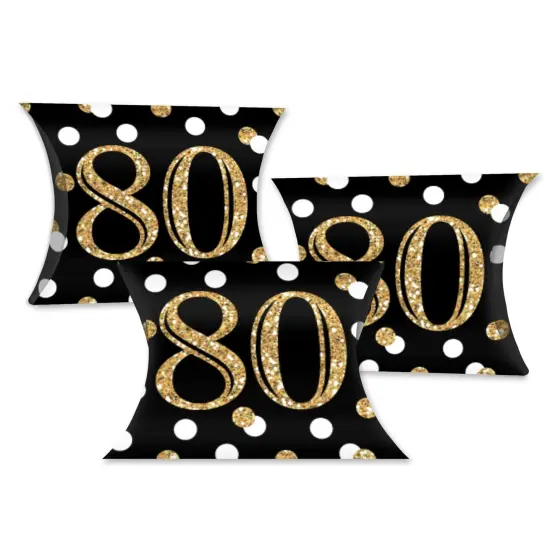Big Dot of Happiness Adult 80th Birthday - Gold - Favor Gift Boxes - Birthday Party Petite Pillow Boxes - Set of 20 {1}