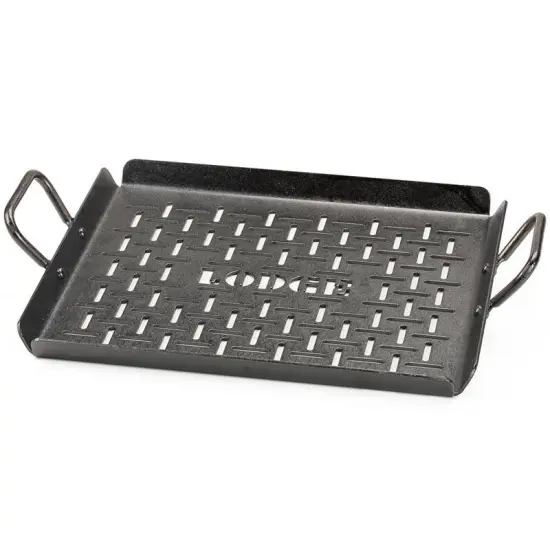 Lodge CRSGP12 Seasoned Steel Open Grid Grilling Pan 11 x 12 in {1}