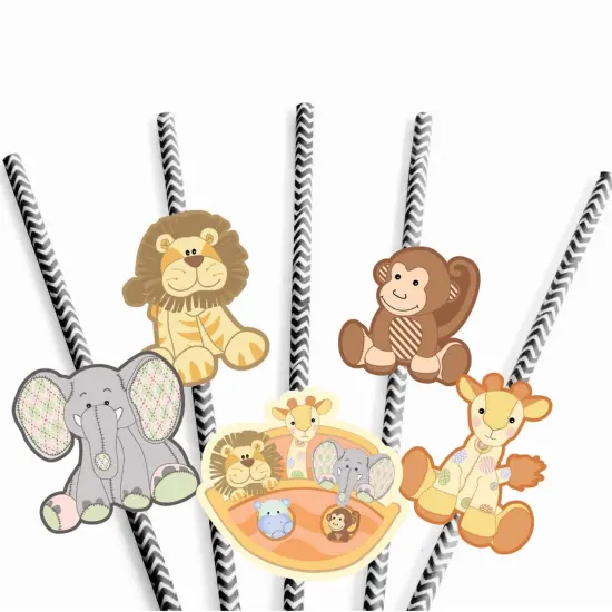 Big Dot of Happiness Noah's Ark Paper Straw Decor - Baby Shower or Birthday Party Striped Decorative Straws - Set of 24 {7}