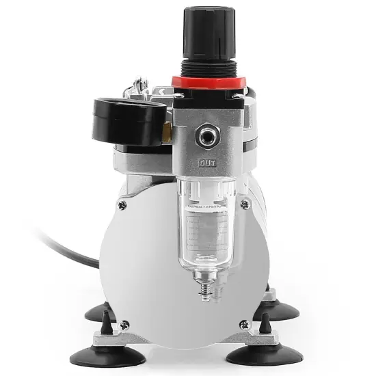 PointZero 1/5 HP Airbrush Compressor with Regulator, Gauge and Water Trap - Quiet Portable Air Pump {3}