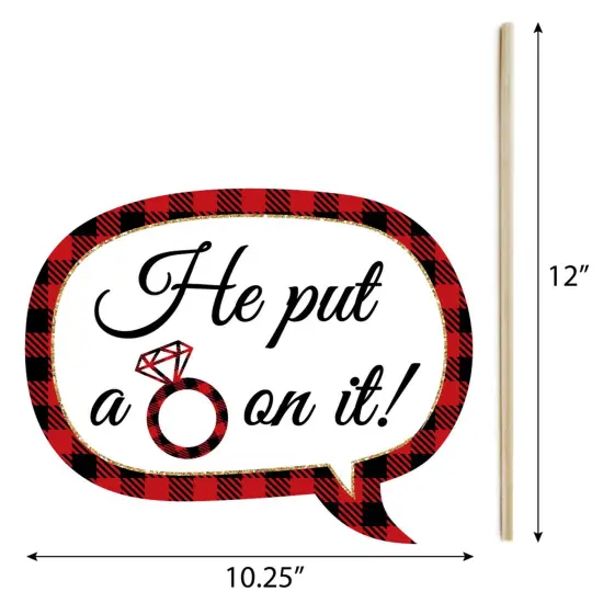 Big Dot of Happiness Flannel Fling Before the Ring - Buffalo Plaid Bachelorette Party Photo Booth Props Kit - 20 Count {7}