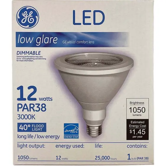 GE 12W PAR38 LED 3000K Flood 40deg 1050Lm Dimmable Bulb - 75w Equiv. {2}