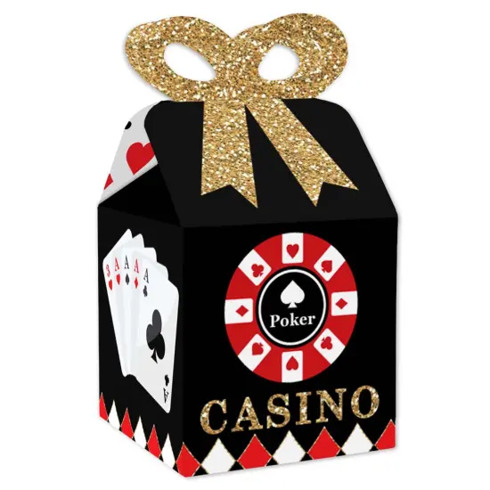 Big Dot of Happiness Las Vegas - Square Favor Gift Boxes - Casino Party Bow Boxes - Set of 12 {1}