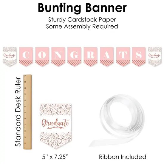 Big Dot of Happiness Rose Gold Grad - Graduation Party Supplies Decoration Kit - Decor Galore Party Pack - 51 Pieces {7}