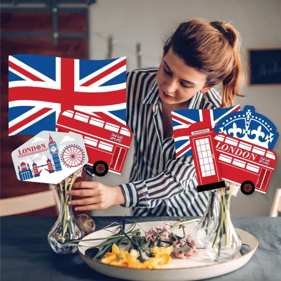 Big Dot of Happiness Cheerio, London - British UK Party Centerpiece Sticks - Showstopper Table Toppers - 35 Pieces {4}