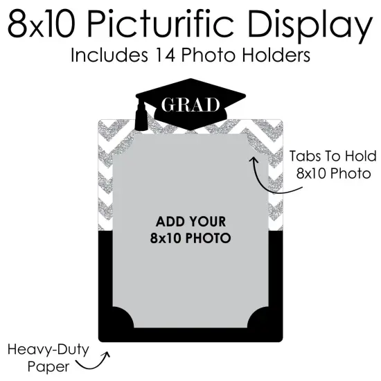 Big Dot of Happiness Silver Graduation 8 x 10 inches K-12 School Photo Holder - DIY Party Decor - Picturific Display {7}