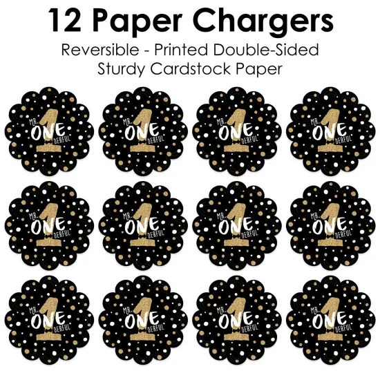 Big Dot of Happiness 1st Birthday Little Mr. Onederful - Boy First Birthday Party Round Table Decorations - Paper Chargers - Place Setting For 12 {7}