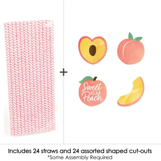 Big Dot of Happiness Sweet as a Peach - Paper Straw Decor - Fruit Themed Baby Shower or Birthday Party Striped Decorative Straws - Set of 24 {4}