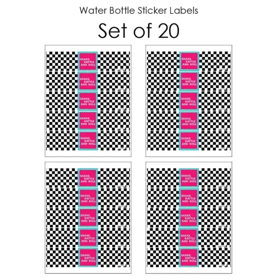 Big Dot of Happiness 50's Sock Hop - 1950s Rock N Roll Party Water Bottle Sticker Labels - Set of 20 {4}